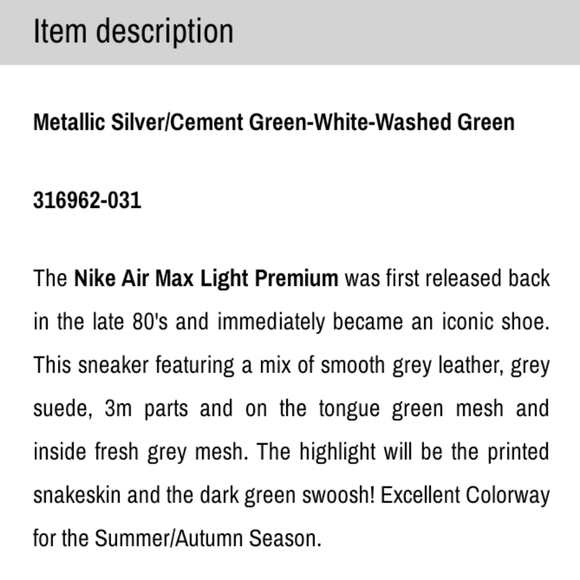 Nike Air Max Light Premium snake-skin men's sz 10 green gray sneakers 316962 031 - Picture 8 of 8